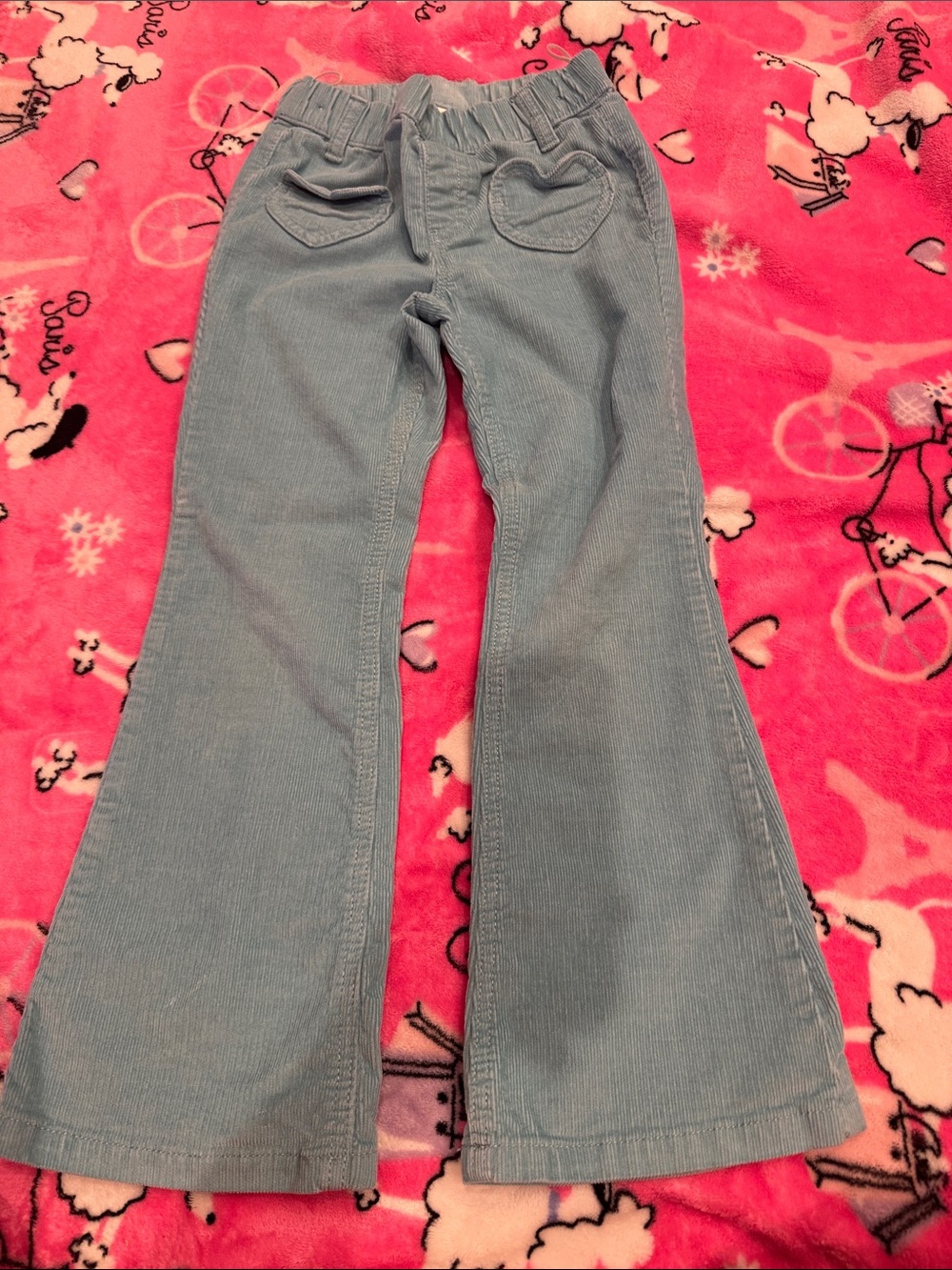 Girls' Light Blue Corduroy Flare Jeans